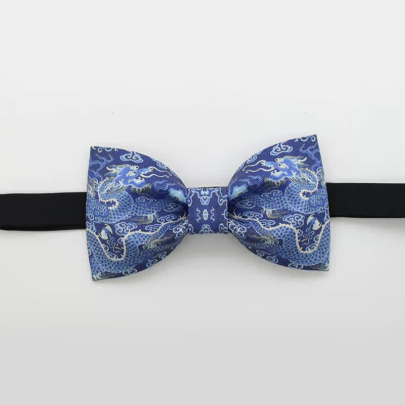 Nœud papillon en coton pour homme avec totem dragon bleu