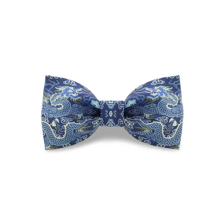 Nœud papillon en coton pour homme avec totem dragon bleu