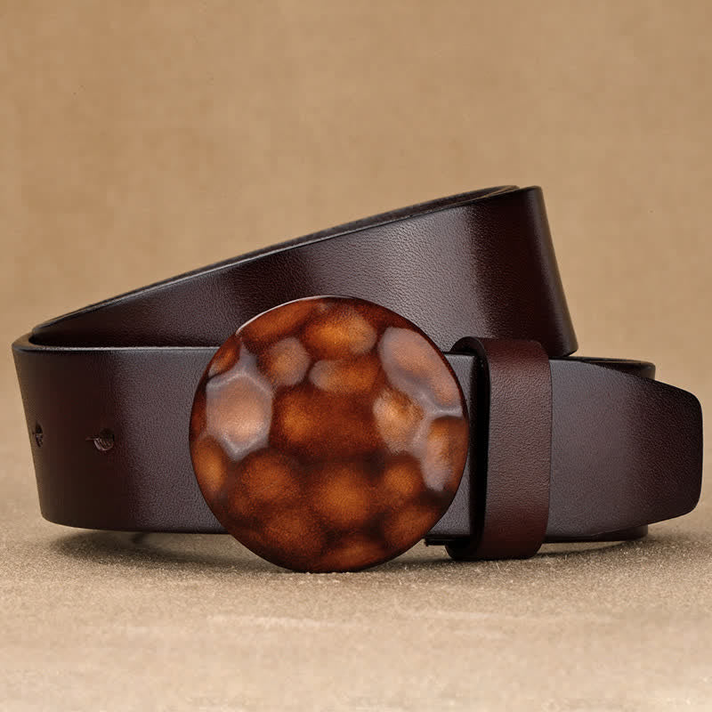 Ceinture en cuir à boucle ronde 3D au design unique pour hommes