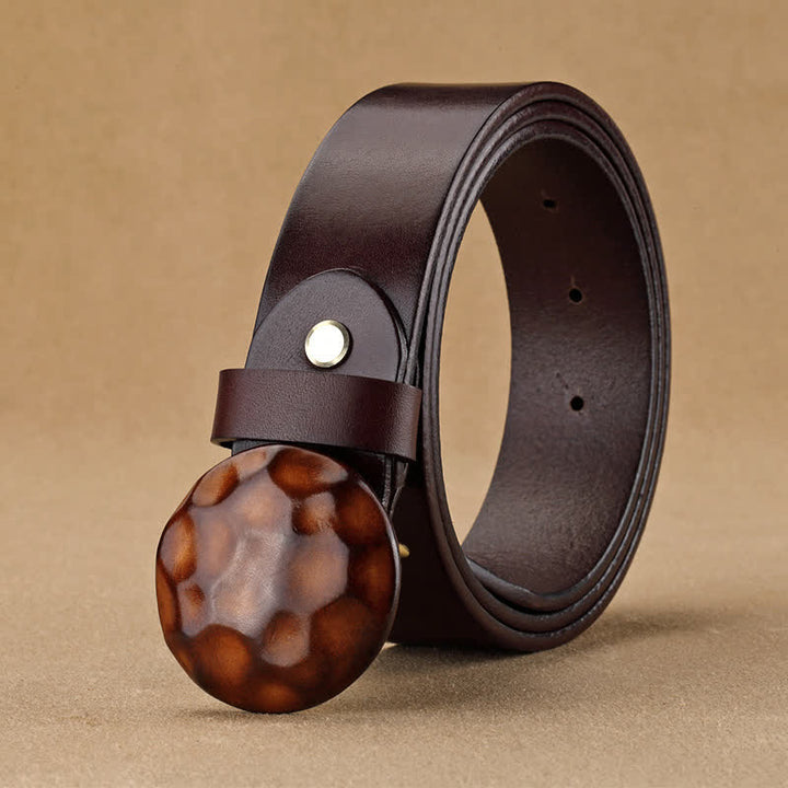 Ceinture en cuir à boucle ronde 3D au design unique pour hommes