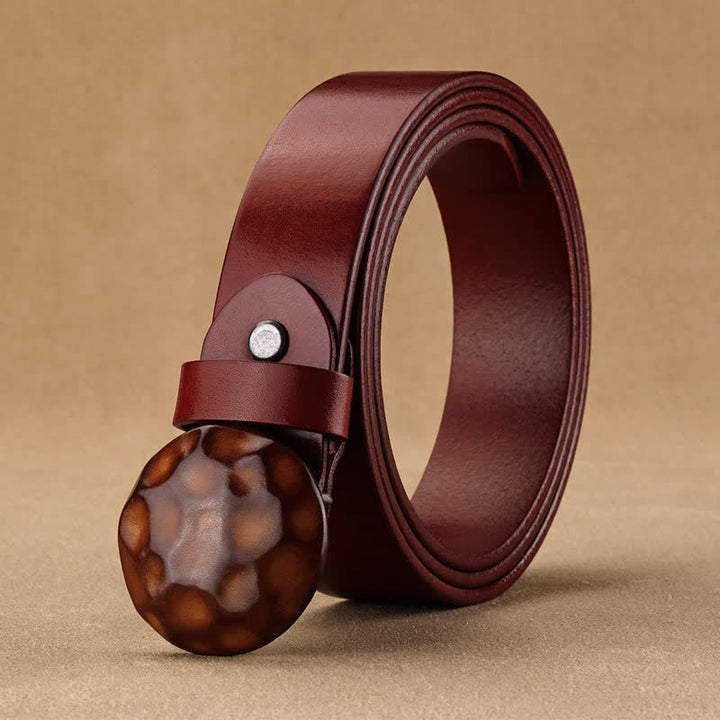 Ceinture en cuir à boucle ronde 3D au design unique pour hommes