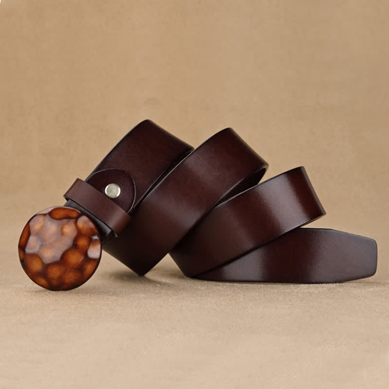 Ceinture en cuir à boucle ronde 3D au design unique pour hommes