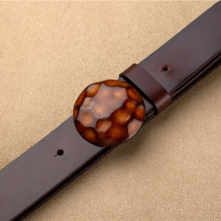 Ceinture en cuir à boucle ronde 3D au design unique pour hommes