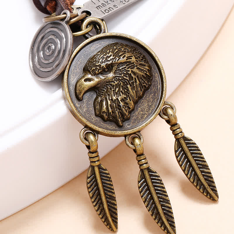 Porte-clés en cuir avec pendentif attrape-rêves en forme de tête d'aigle - image 4