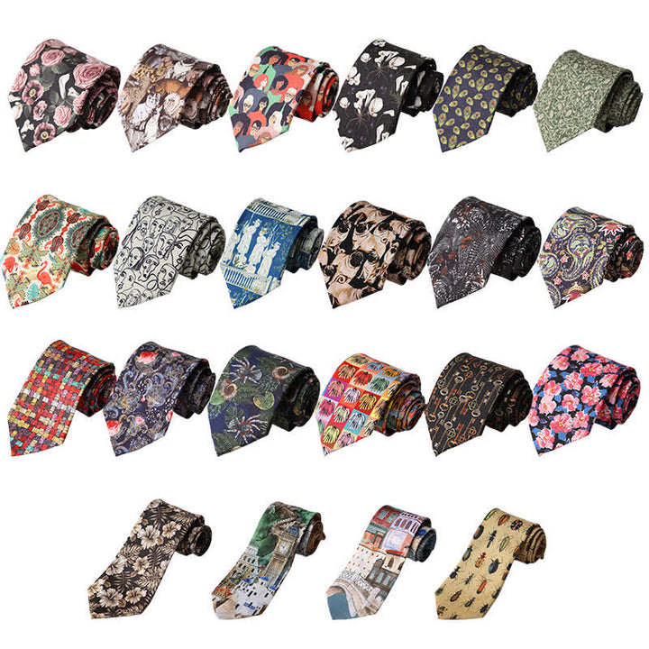 Cravate pour homme à motif floral et animalier