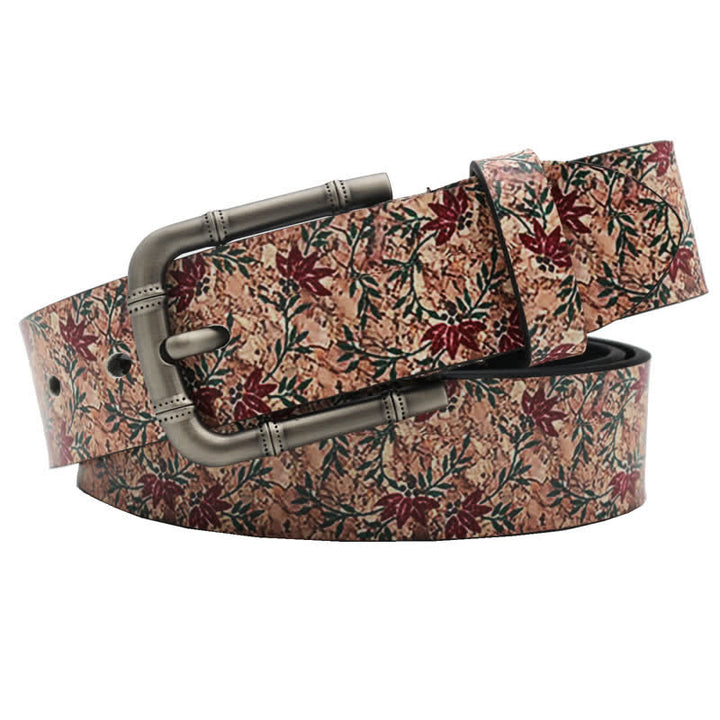 Ceinture en cuir imprimé avec érables rouges décorées