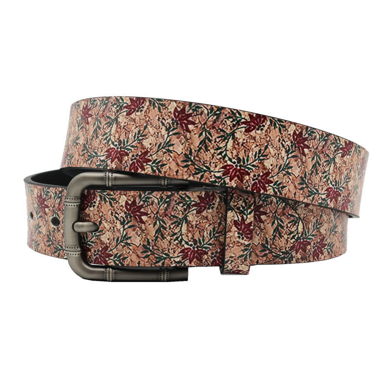 Ceinture en cuir imprimé avec érables rouges décorées