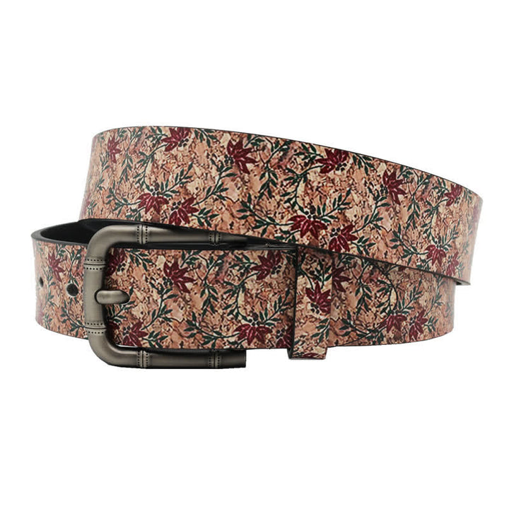 Ceinture en cuir imprimé avec érables rouges décorées