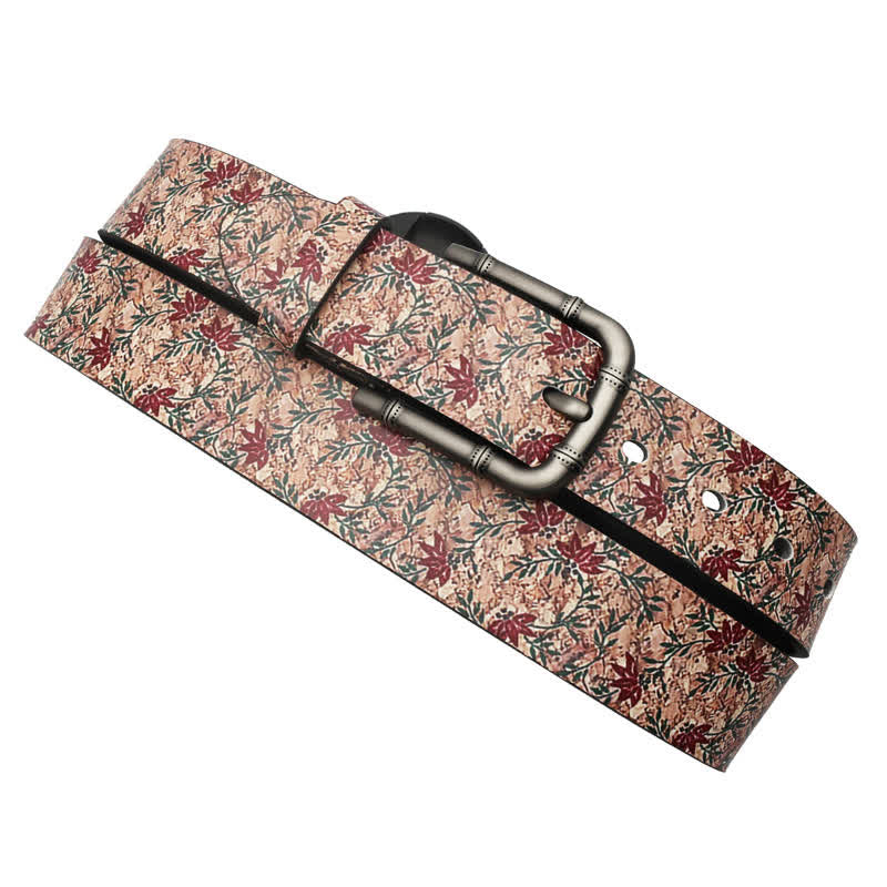 Ceinture en cuir imprimé avec érables rouges décorées