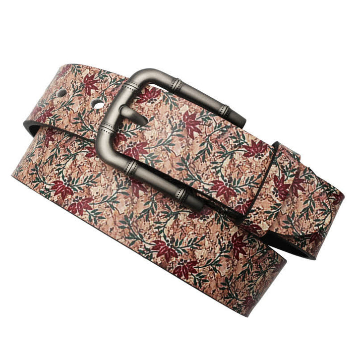 Ceinture en cuir imprimé avec érables rouges décorées