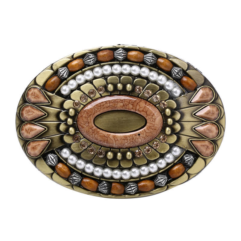 Ceinture en cuir à boucle en perles de bois indiennes pour hommes