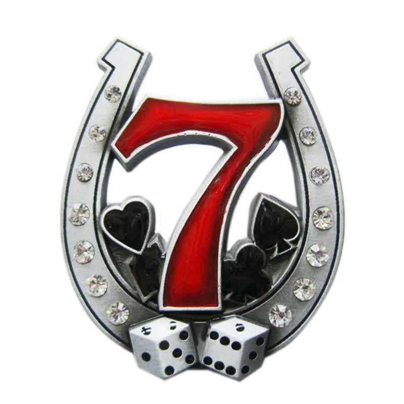 Ceinture en cuir à boucle Lucky 7 Casino en forme de fer à cheval pour homme