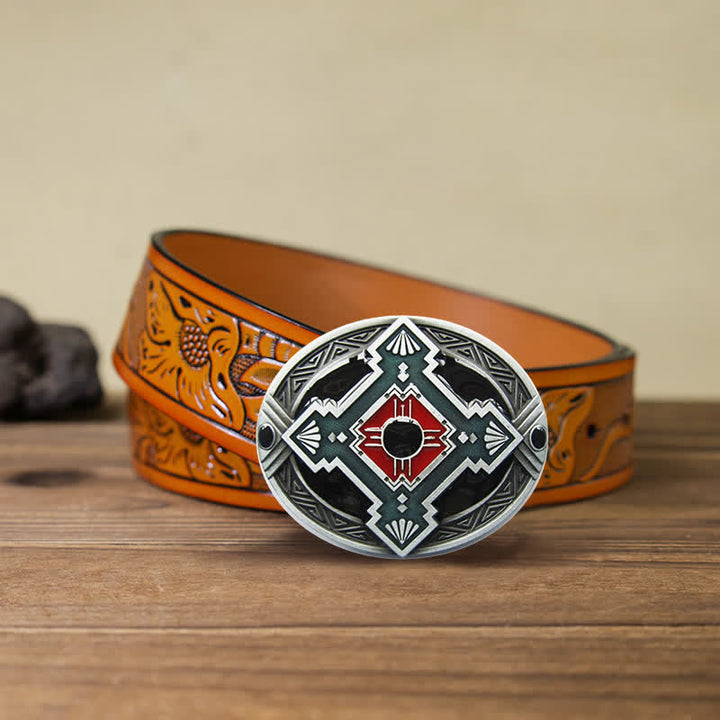 Ceinture en cuir à boucle indienne pour homme