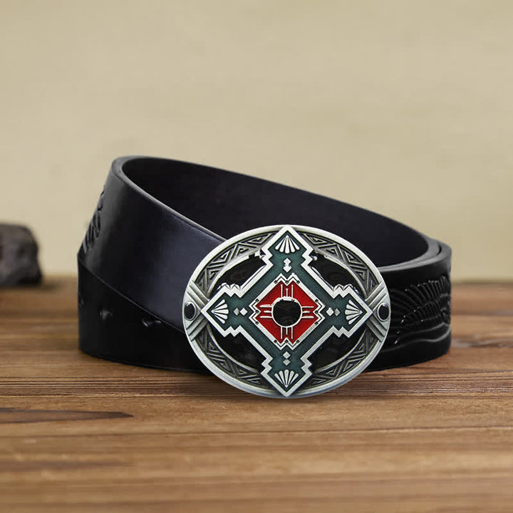 Ceinture en cuir à boucle indienne pour homme