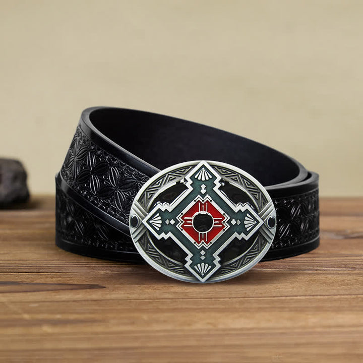 Ceinture en cuir à boucle indienne pour homme