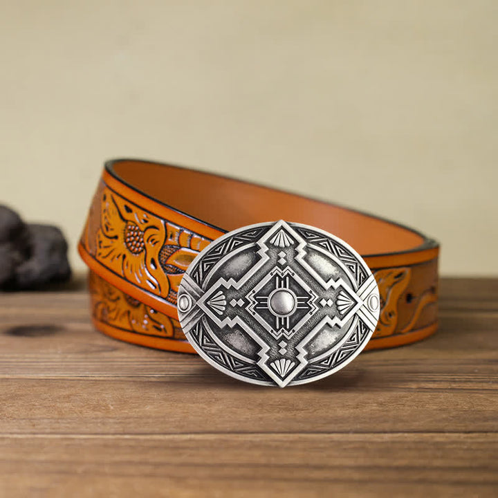 Ceinture en cuir à boucle indienne pour homme