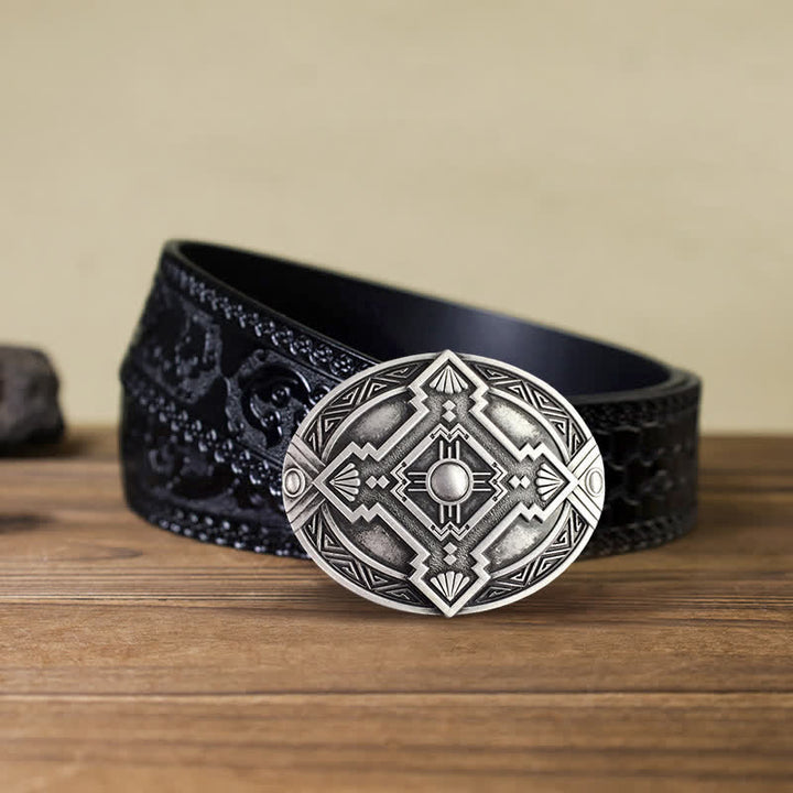 Ceinture en cuir à boucle indienne pour homme