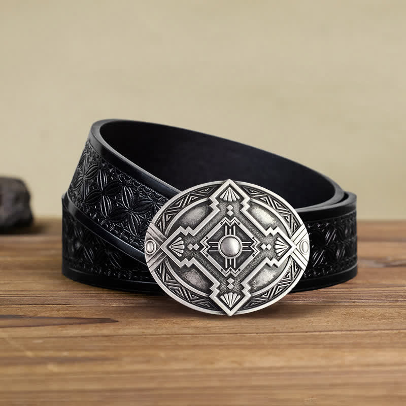 Ceinture en cuir à boucle indienne pour homme