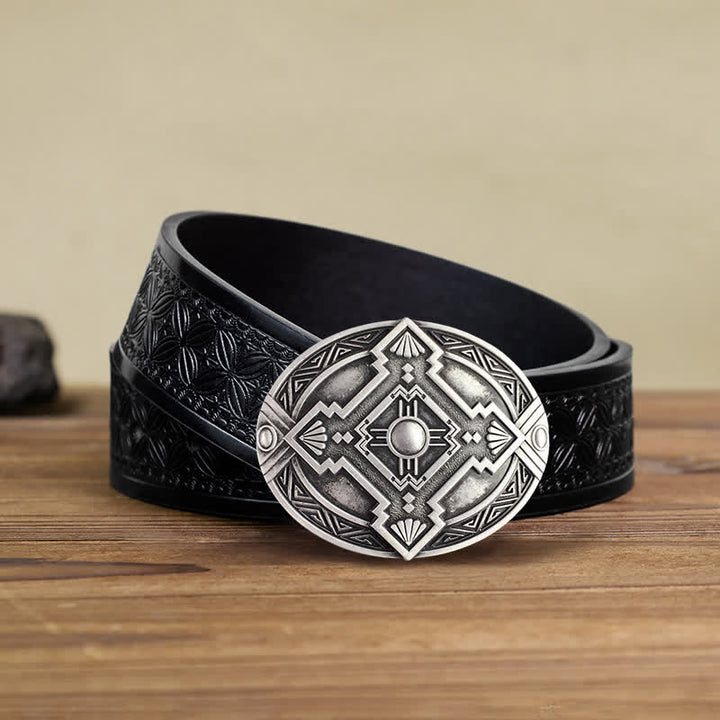 Ceinture en cuir à boucle indienne pour homme