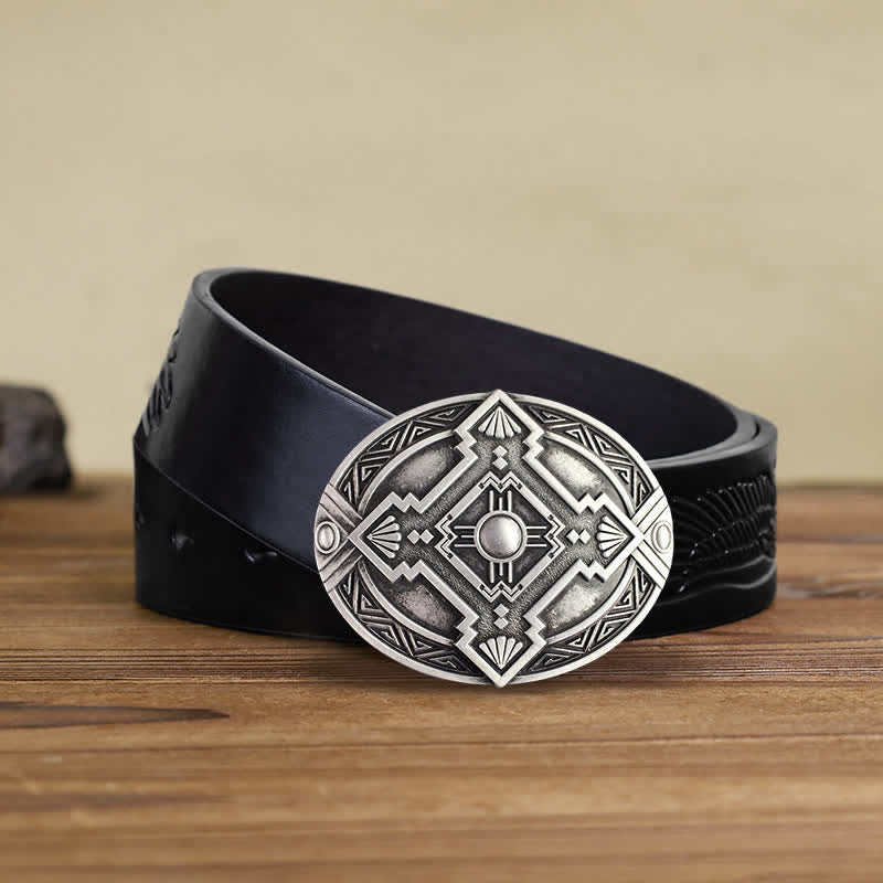 Ceinture en cuir à boucle indienne pour homme