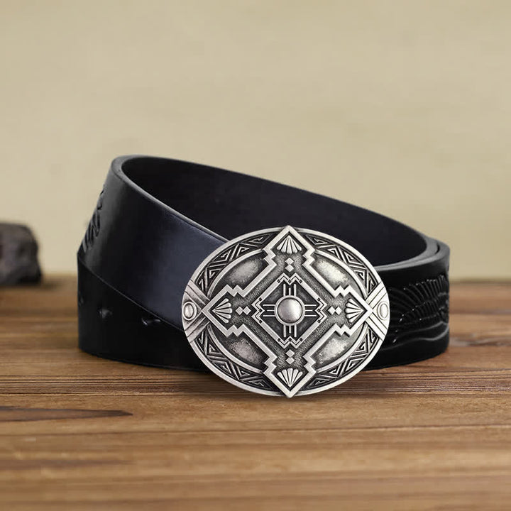 Ceinture en cuir à boucle indienne pour homme