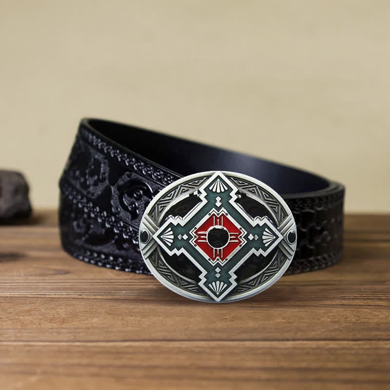 Ceinture en cuir à boucle indienne pour homme