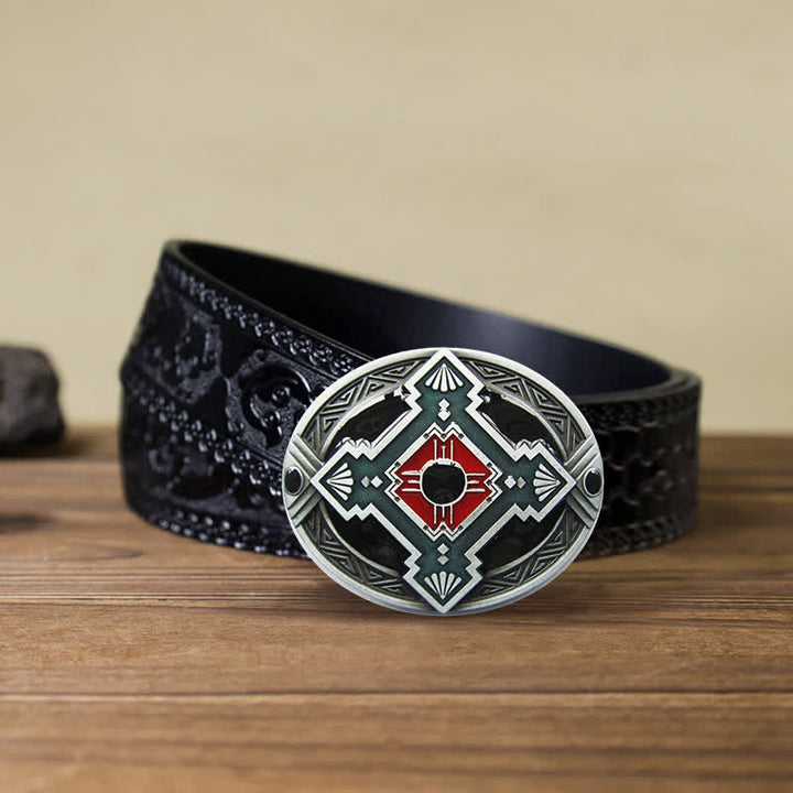 Ceinture en cuir à boucle indienne pour homme