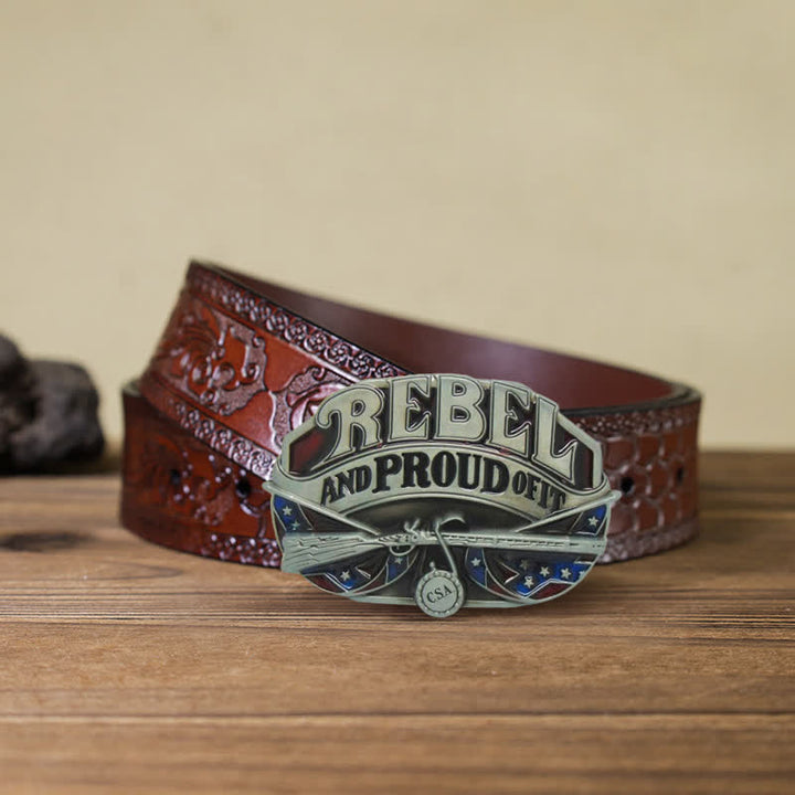 Ceinture en cuir à boucle fièrement pour homme avec drapeau occidental