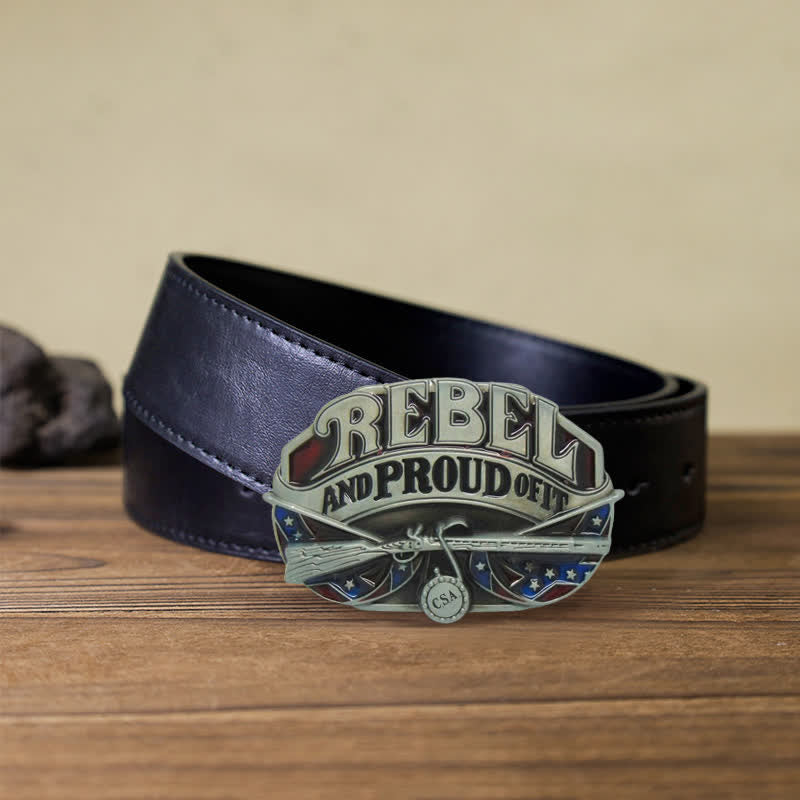 Ceinture en cuir à boucle fièrement pour homme avec drapeau occidental