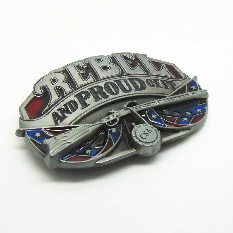 Ceinture en cuir à boucle fièrement pour homme avec drapeau occidental