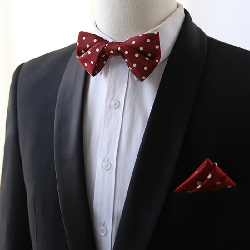 Nœud papillon élégant à pois blancs pour homme