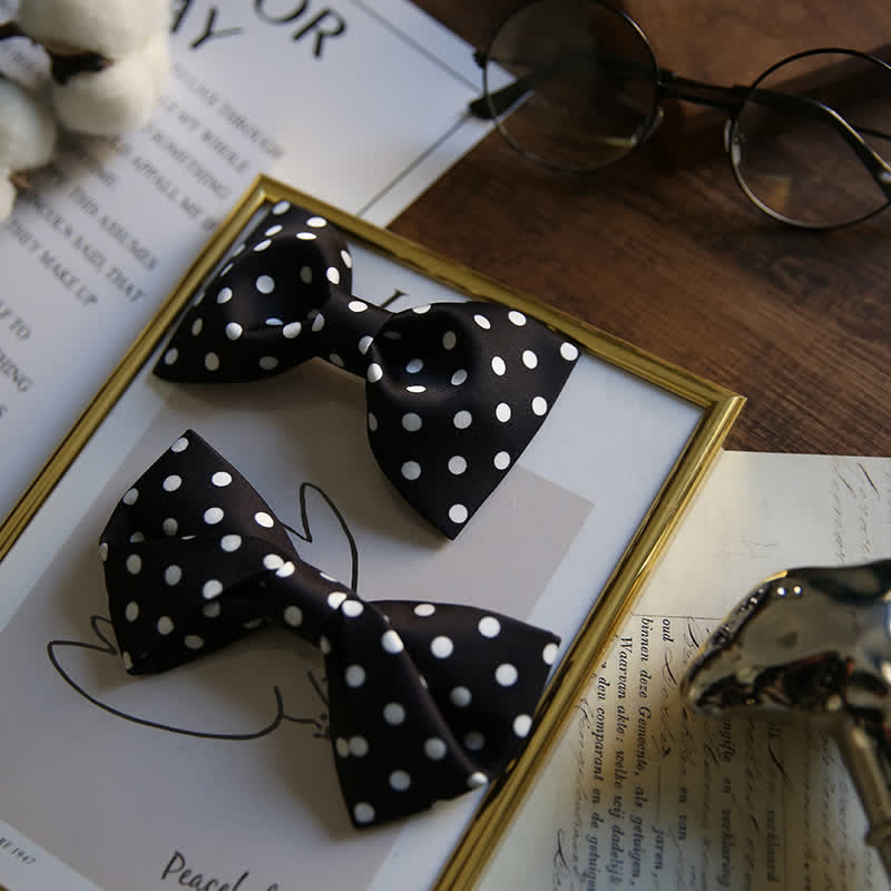 Nœud papillon élégant à pois blancs pour homme