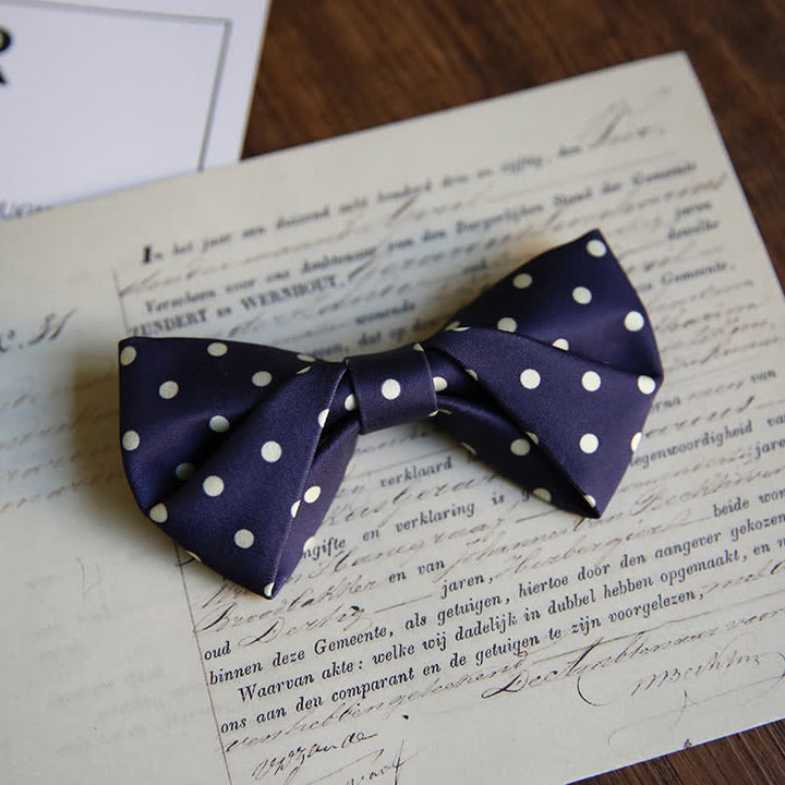 Nœud papillon élégant à pois blancs pour homme
