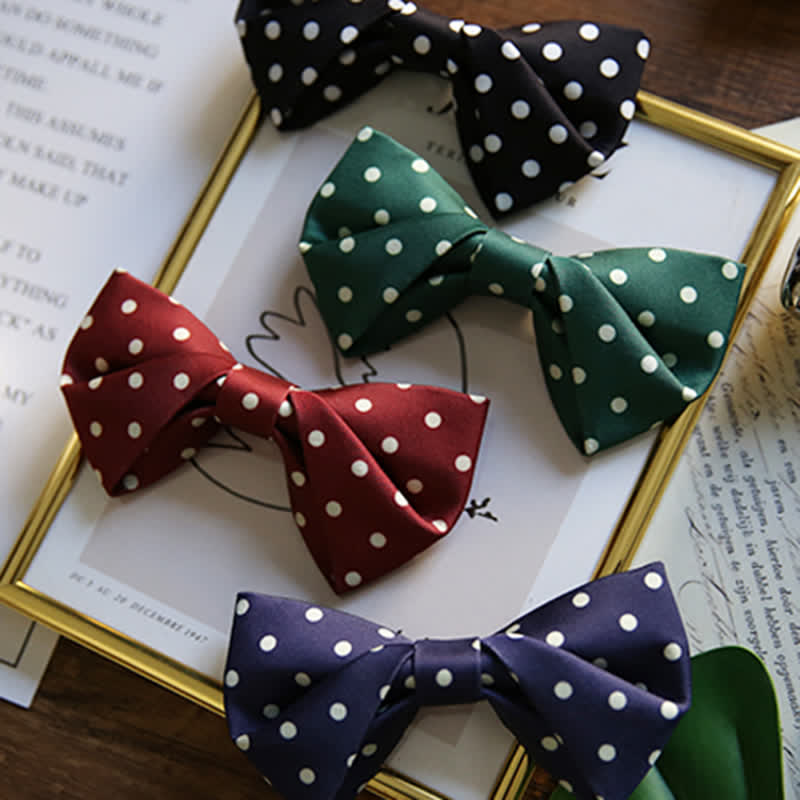 Nœud papillon élégant à pois blancs pour homme