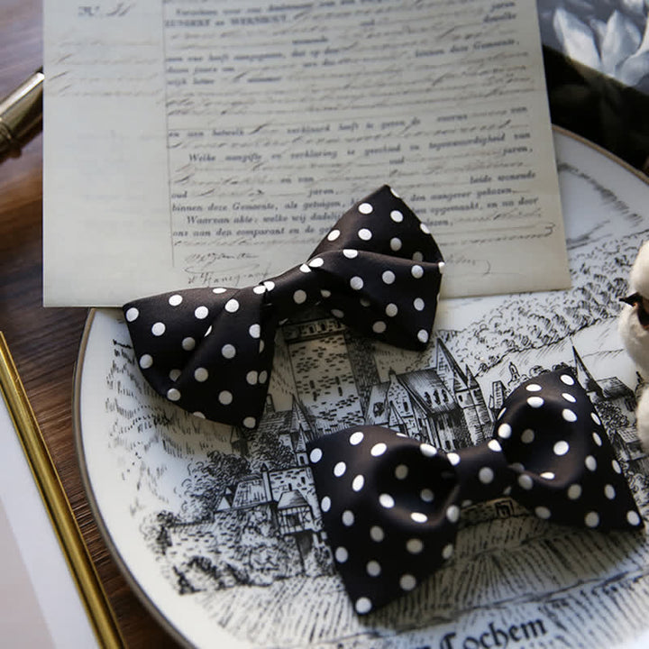 Nœud papillon élégant à pois blancs pour homme