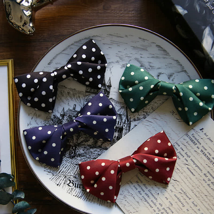 Nœud papillon élégant à pois blancs pour homme