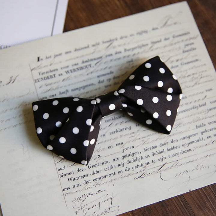 Nœud papillon élégant à pois blancs pour homme
