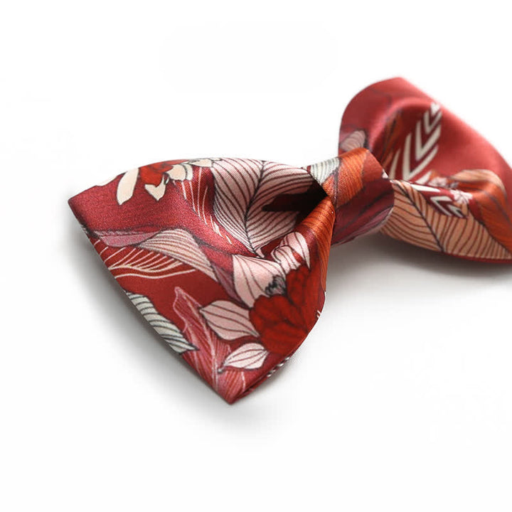 Nœud papillon de mariage imprimé fleur rouge pour homme