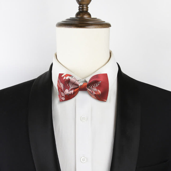 Nœud papillon de mariage imprimé fleur rouge pour homme