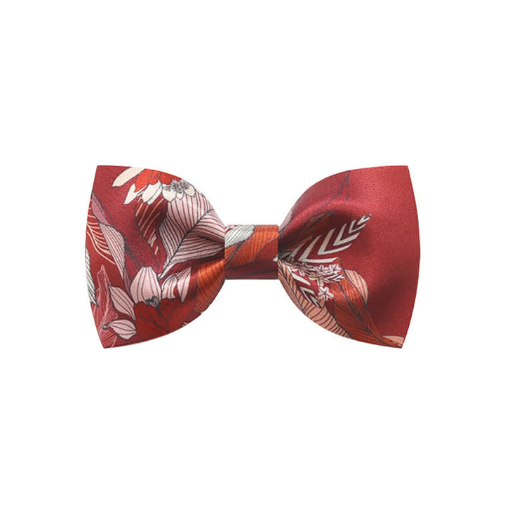 Nœud papillon de mariage imprimé fleur rouge pour homme