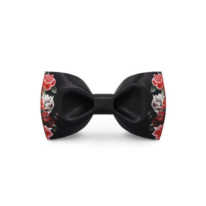 Nœud papillon de mariage imprimé fleur rouge pour homme