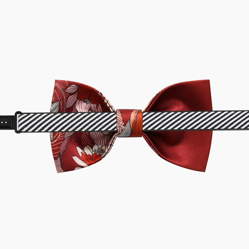 Nœud papillon de mariage imprimé fleur rouge pour homme