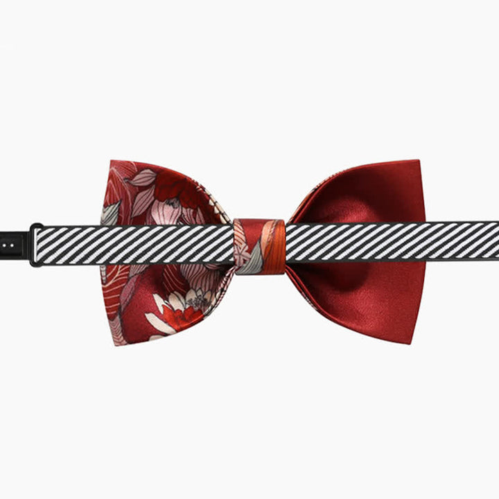 Nœud papillon de mariage imprimé fleur rouge pour homme