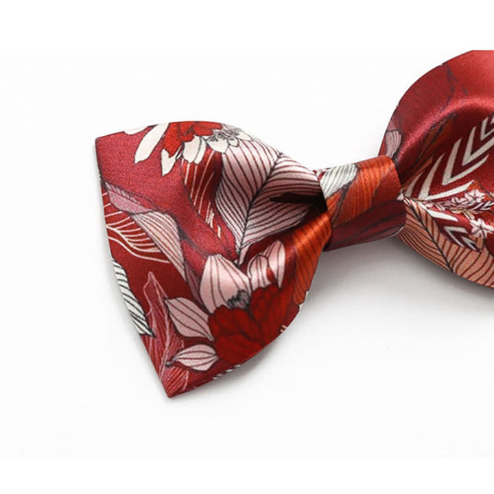 Nœud papillon de mariage imprimé fleur rouge pour homme