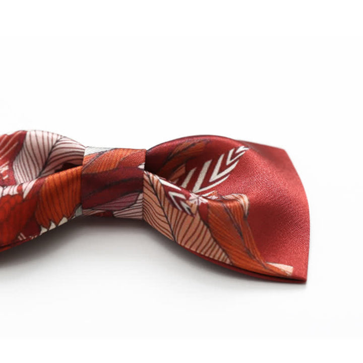 Nœud papillon de mariage imprimé fleur rouge pour homme