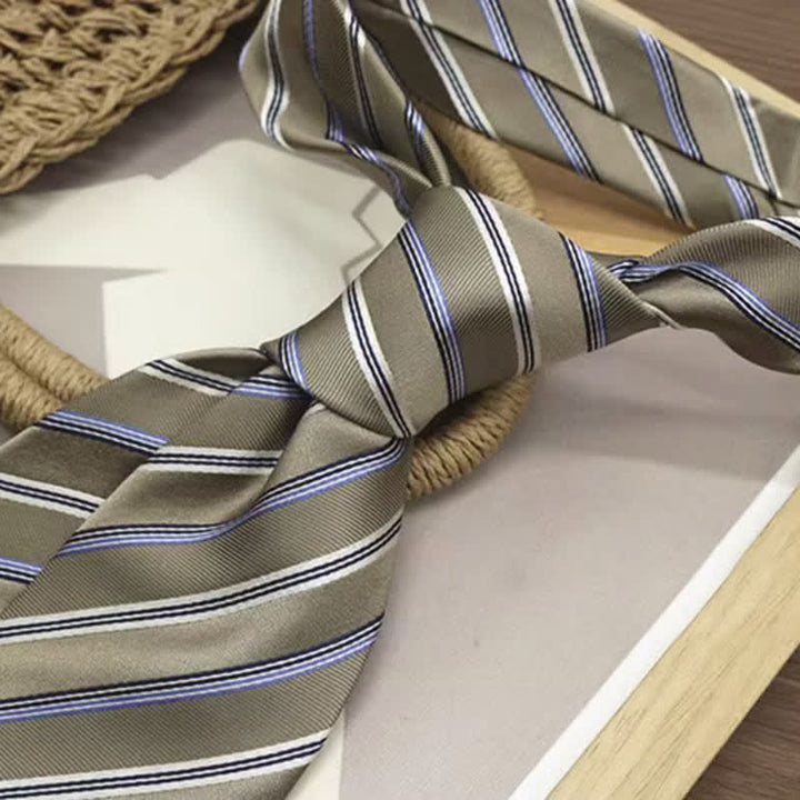 Cravate classique à rayures larges en soie véritable pour homme