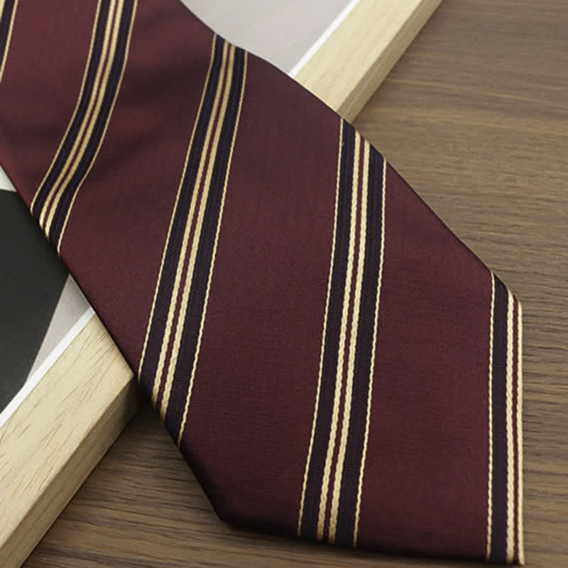 Cravate classique à rayures larges en soie véritable pour homme