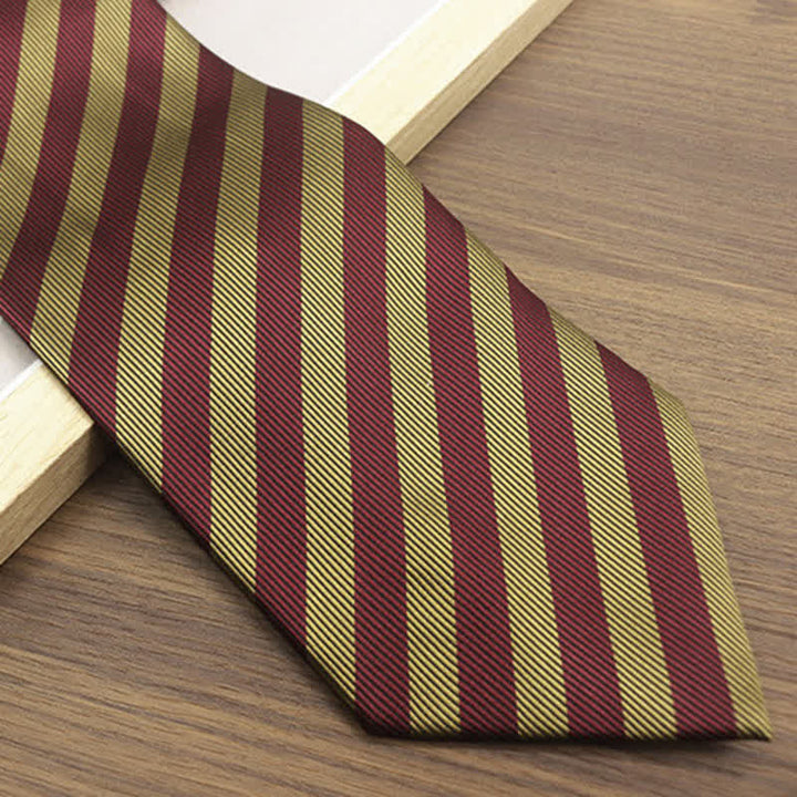 Cravate classique à rayures larges en soie véritable pour homme