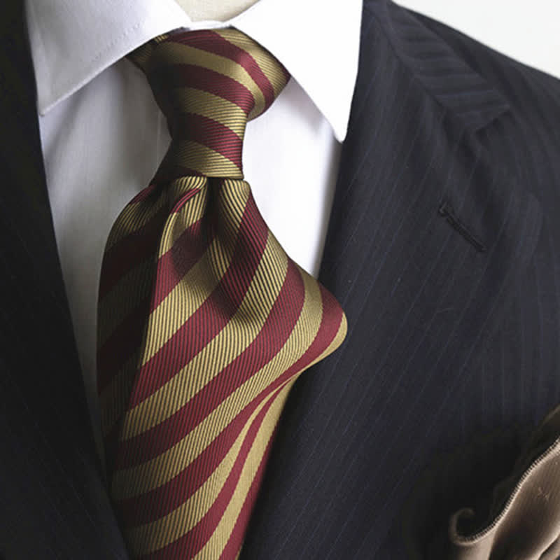 Cravate classique à rayures larges en soie véritable pour homme
