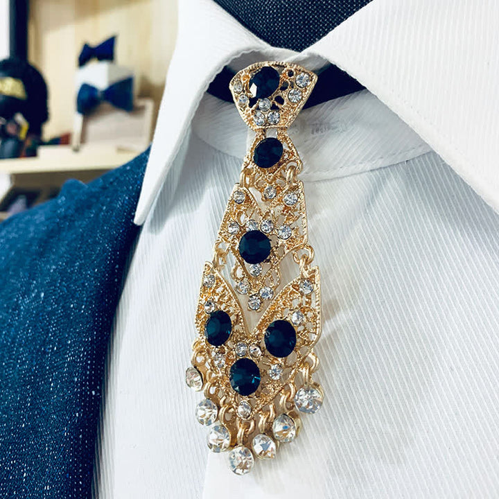 Cravate courte en cristal strass pour homme Cravate de mariage pailletée